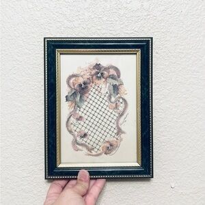 Framed Antique Cloth Hankerchief flowers Cottagecore Grandmacore Gallery Wall